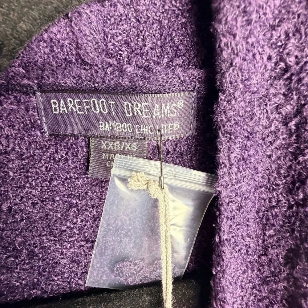 Barefoot Dreams Deep Purple Open Front Waterfall Cardigan